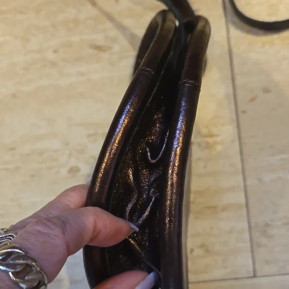 Anthropologie Metallic Copper Bronze 100% Sheep Leather Versatile Bag - Picture 4 of 10